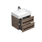 Kúpeľňová skrinka s čiernou úchytkou a umývadlom SAT Cube Way 60x53x46 cm dub Wellington mat CUBE46C602DWSAT CUBE46C602DWSAT