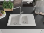 MEXEN/S MEXEN/S - Gaspar granitový drez 1.5 s odkvapkávačom vrátane batérie Flora, biela 6507-20-670401-06