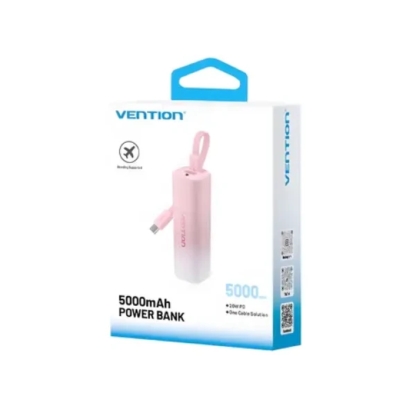 Vention 5000mAh ružová / Powerbanka / 20W / USB-C + Lightning (FHWR0)