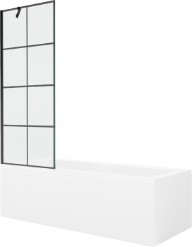MEXEN/S - Cubik obdĺžniková vaňa 150 x 70 cm s panelom + vaňová zástena 70, čierna vzor 550315070X9507007077