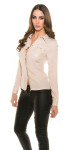 Sexy Koucla blouse with leatherlook and buttons BEIGE