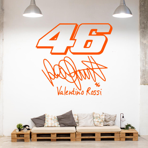 Veselá Stena Samolepka Valentino Rossi 46 Farba: oranžová, Veľkosť: 80 x 75 cm
