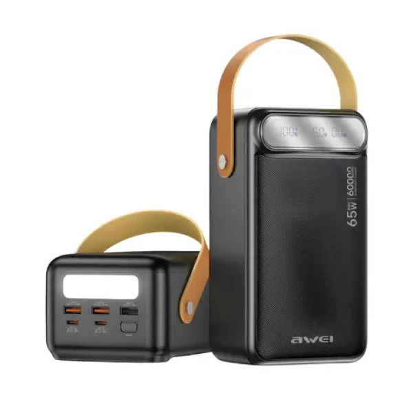 Awei PA-82 čierna / Powerbanka / 60 000 mAh / PD 65W / 2x USB-A / USB-C (PA-82)