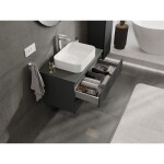 MEXEN/S - Rivel kúpeľňová skrinka pod umývadlo 80 cm s doskou, 2 zásuvky, reliéf, grafit mat 91A20-08047-2-BFFC66