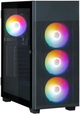 Zalman S5 Neo čierna / Skriňa / ATX / 4X 120mm RGB / USB 3.2 Gen2 + USB 2.0 / bez zdroja / priehľadná bočnica (S5 Neo Black)