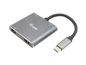 Equip USB-C MST húb strieborná / USB-C adaptér / 2x HDMI 4K/30Hz / PD 100W / USB-A 3.2 / kábel 0,15 m (133484)
