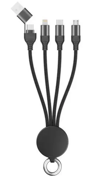 2GO 3in1 čierna / Nabíjací kábel / USB-A + USB-C na USB-C + Micro-USB + Lightning / 15 cm (797363)