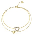 Guess Dvojitý pozlátený náramok so srdiečkami Beloved JUBB05027JWYG 17,5 cm