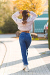 Sexy Highwaist Push up used look flarred Jeans denimblue