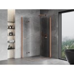 MEXEN/S - Mist-F Duo sprchovací kút skladacie dvere pravá 75 x 95, transparent, meď kartáčovaná 8A6-075L-095P-65-00