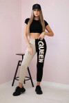 Dámske tepláky s nápisom QUEEN čierne UNI