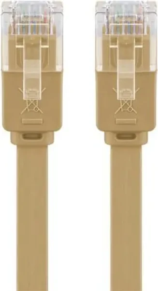 Goobay CAT6 U/UTP plochý hnedá / Patch kábel / výška 1,5 mm / pozlátené kontakty / 15 m (95883)