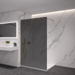 CERANO - Sprchová zástena Walk-in Onyx Cube Ľ/P - 8 mm - hranatá vzpera - zlatá, grafitové sklo - 120x200 CER-8050BD429