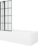 MEXEN/S - Vega obdĺžniková vaňa 170 x 70 cm s panelom + vaňová zástena 80, čierna vzor 550117070X9408117077