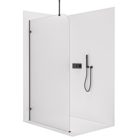 CERANO - Sprchová zástena Walk-in Orbis Top Round - Ľavá - 8 mm - guľatá vzpera - čierna matná, mliečne sklo - 120x200 CER-682189