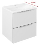 SAPHO - CIRASA kúpeľňová skrinka 50cm CIRASA s úzkym umývadlom a LED zrkadlom, 2 zásuvky, biely lesk KSET-110