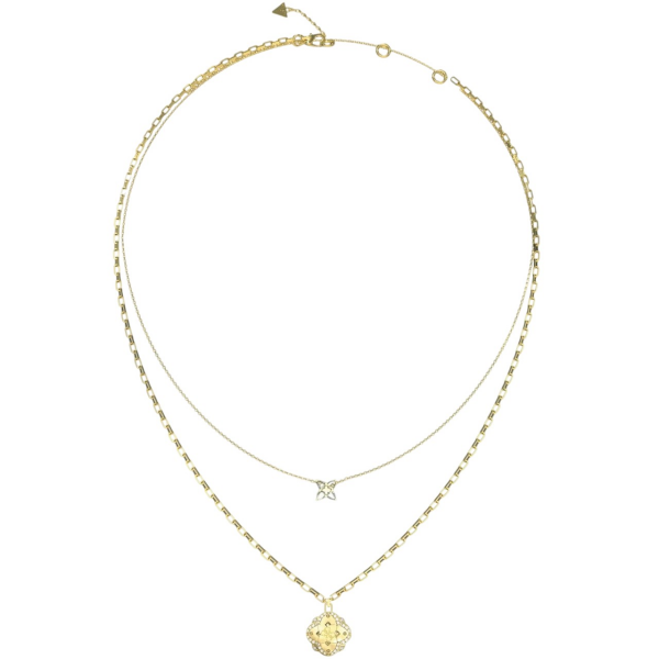 Guess Pozlátený dvojitý náhrdelník Wild Flower JUBN05507JWYGT/U