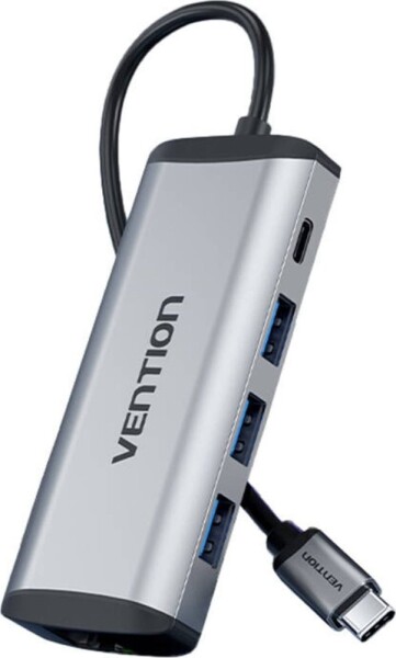 Vention Vention Vėdinimo prijungimo stotelė 9 į 1: USB-C į HDMI/USB3.0 x 3/RJ45/SD/TF/garsas 3,5 mm/PD 0,15 pilka