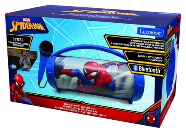 LEXIBOOK Bluetooth reproduktor Spiderman / s mikrofónom / svietiaci design (BTP585SPZ)