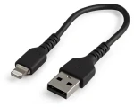 StarTech odolný kábel USB-A na Lightning čierna / Dátový kábel / aramidové vlákna / 0,15 m (RUSBLTMM15CMB)
