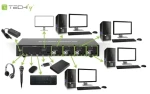 Techly IDATA-DP-KVM4 / KVM prepínač / DisplayPort 1.2 / 4 PC / 4K 30Hz / USB Hub (IDATA-DP-KVM4)