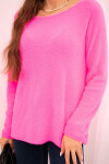 Dámsky mäkký pletený sveter 35922 neónovo ružový - Kesi UNI