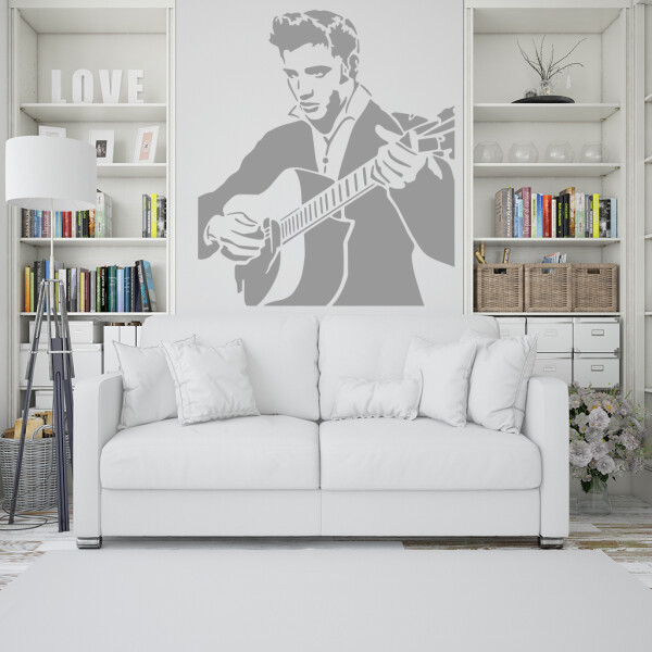 Veselá Stena Samolepka Elvis Presley Farba: šedá, Veľkosť: 80 x 76 cm