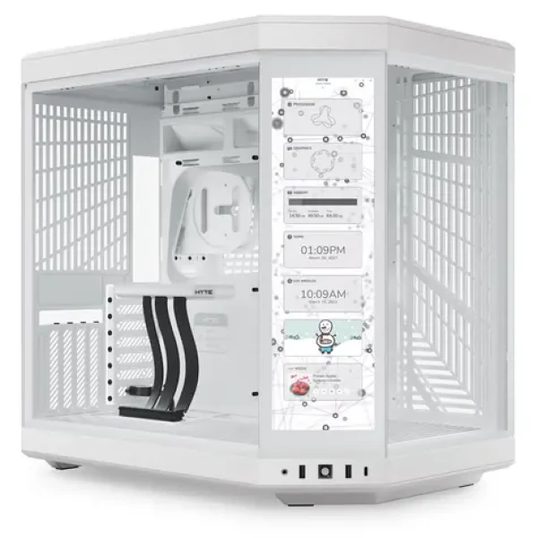 HYTE Y70 Touch biela / E-ATX / 1x USB-C 3.2 / 2x USB-A 3.2 / bez zdroja / displej / priehľadná bočnica (CS-HYTE-Y70-WW-L)