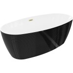 MEXEN/S - Lira voľne stojaca vaňa vzor 170 x 80, biela/čierna, sifón a prepad zlatá kartáčovaná 52831708075-55