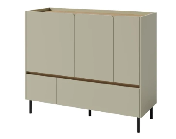 Komoda so zásuvkami Lucky, 120 cm, eukalyptovo zelená/baltský dub%