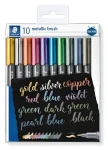 Staedtler Popisovač Metallic brush / 10 ks v puzdre / štetcový hrot / 1-6 mm (8321 TB10)