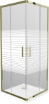 MEXEN/S - Rio sprchovací kút štvorec 90x90, pruhy, zlatá + biela vanička so sifónom 860-090-090-50-20-4010G