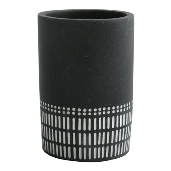 Spirella YUMA kelímok na zubné kefky čierno-biely / polyresin (7610583209948)