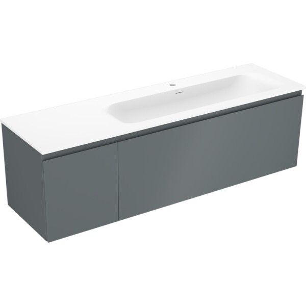 MEXEN/S - Orio kúpeľňová skrinka 160 cm s umývadlom Vela pravá, 1S, 1D, grafit mat/biela mat 91A13-16047-3-BBFF66-W23P01