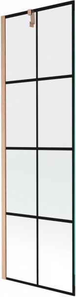 MEXEN/S - Next vaňová zástena FIX 60 x 150, čierna vzor, meď kartáčovaná - 895-060-000-00-70-77 895-060-000-00-77-65