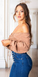 Sexy ruffled Cropped Carmen Top brown M/L