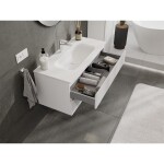 MEXEN/S - Rivel kúpeľňová skrinka 100 cm s umývadlom Vela, 2 zásuvky, reliéf, biela mat 91A20-10047-2-BFF01-W23M01
