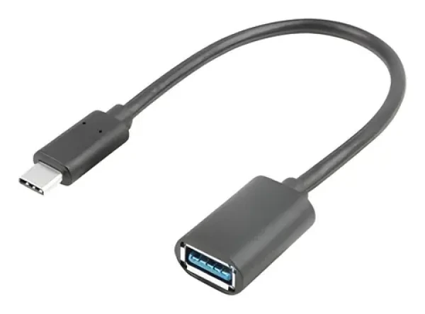 Lanberg USB-C (M) - USB-A (F) čierna / Redukcia / USB 3.1 / OTG / 15 cm (AD-UC-UA-04)
