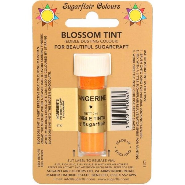Jedlá prášková farba Tangerine, 7 ml - Sugarflair - Sugarflair