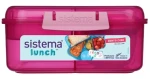 Sistema Lunch Trojkomorová krabička s nádobou na jogurt a 2 tácky 1.25 litra ružová (8592001418431)