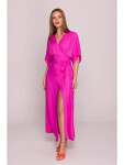 Dámske zavinovacie šaty S406 Tmavo ružová - Stylove XL fuchsie