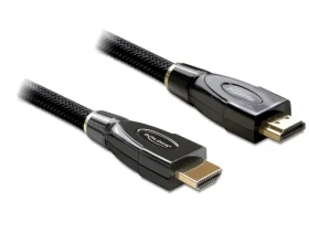 DeLock HDMI A/A čierny / HDMI kábel s Ethernetom / Premium / Pozlátené konektory / 10,2 Gbit/s / 5 m (82739)