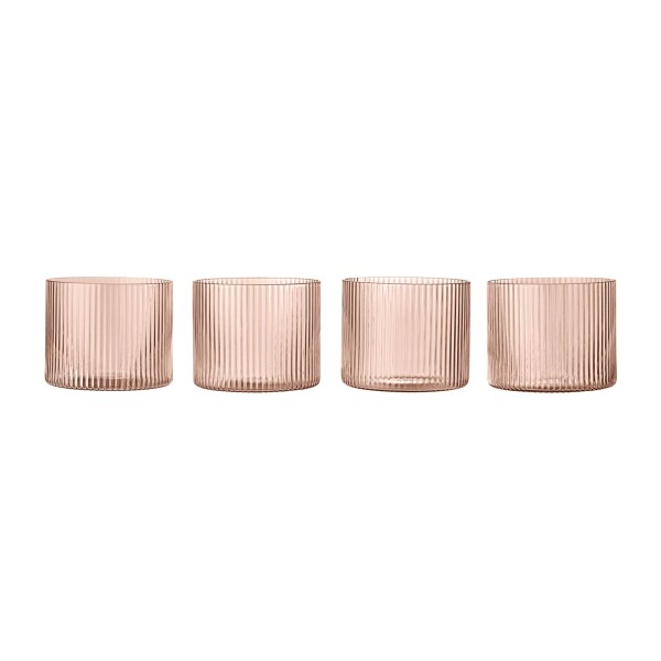 Ferm Living Sklenice Ripple Low Blush 200 ml – set 4 ks