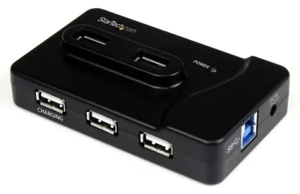 StarTech čierna / USB Hub / 6 portov / 4X USB 2.0 / 2x USB 3.2 Gen 1 Type-A / napájací adaptér (ST7320USBC)