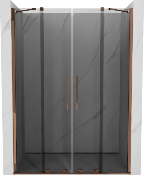 MEXEN/S - Velar Duo posuvné sprchové dvere 150, grafit, ružové zlato 871-150-000-42-60