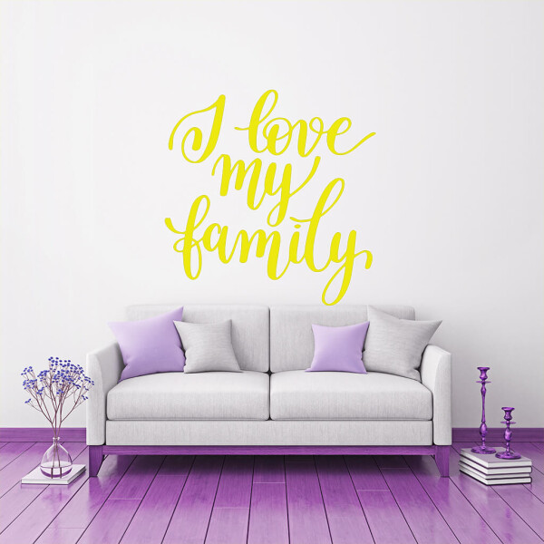 Veselá Stena Samolepka I love my family Farba: žlutá, Veľkosť: 100 x 103 cm
