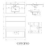 CERANO - Kúpeľňová skrinka Velora - čierna matná, úchytka čierna + keramické umývadlo Todo - 101x55x46,5 CER-664891