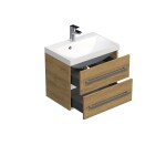 Kúpeľňová skrinka s chrómovými úchytmi a umývadlom SAT Cube Way 60x53x40 cm dub Hickory mat CUBE260ZDH CUBE260ZDH