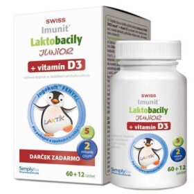 SWISS Imunit lactobacily junior + vitamín D3 60 tabliet + 12 ZADARMO