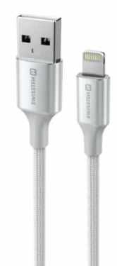 Swissten TEXTILE II dátový kábel USB - Lightning 1.5m biela (71523310)
